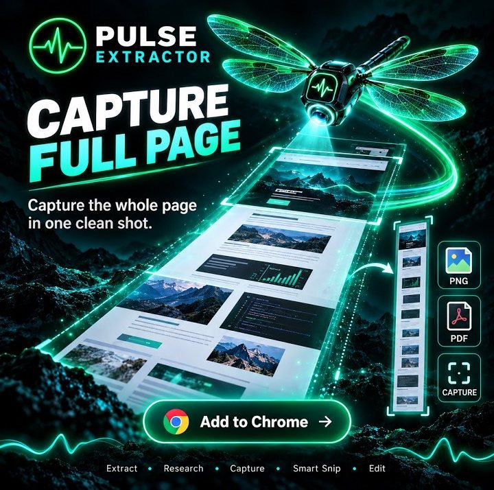 Thumbnail of the Pulse Extractor video: Capture the Entire Webpage