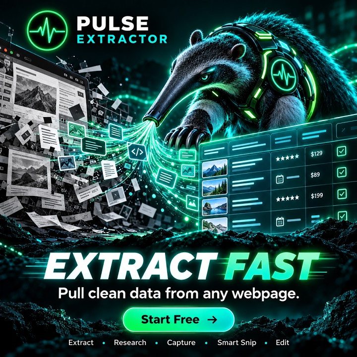 Thumbnail of the Pulse Extractor video: Turn Webpages Into Usable Data