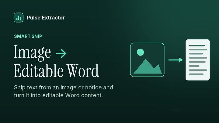 Thumbnail of the Pulse Extractor video: Image → Editable Word